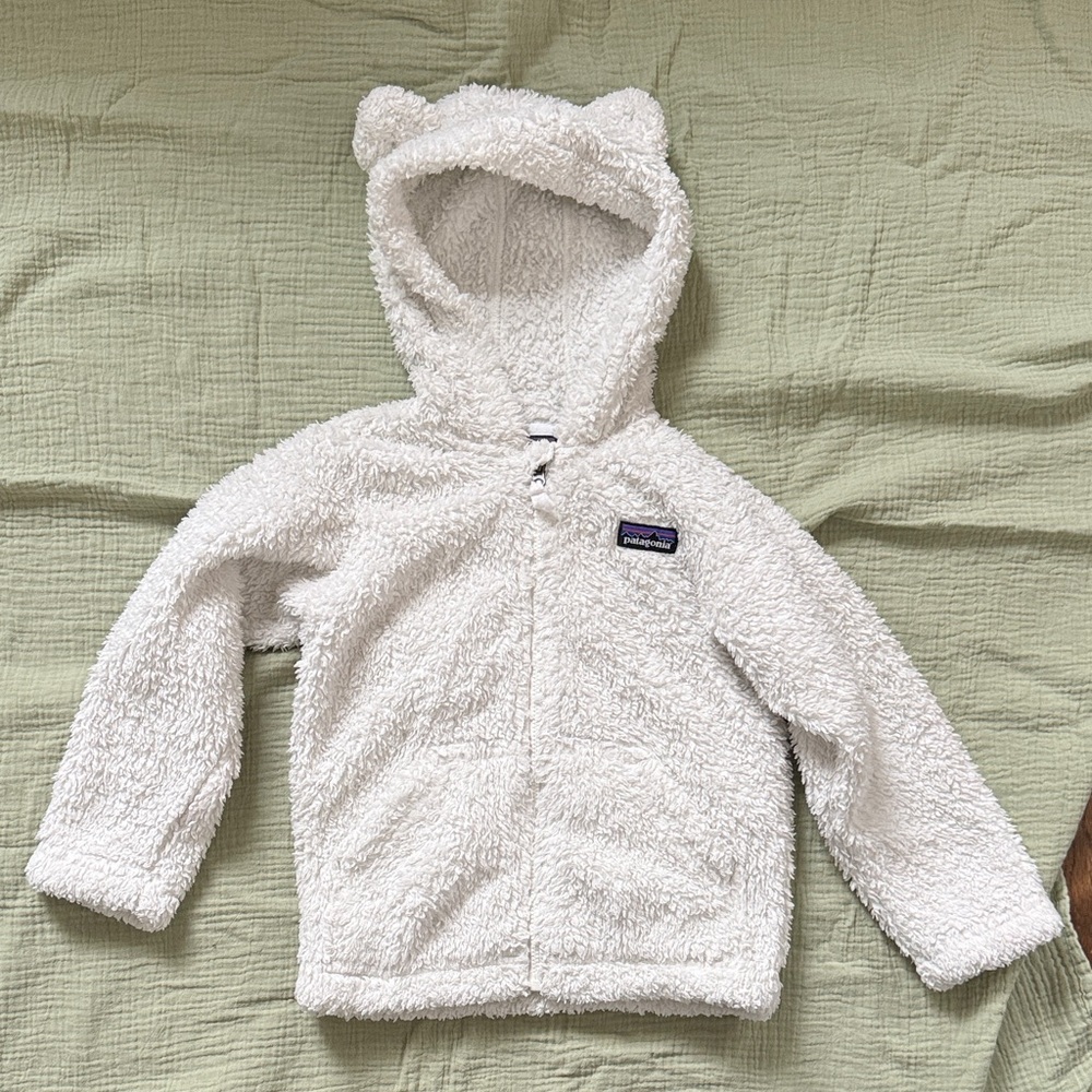 Patagonia Birch White Fleece Hoodie with Bear Ears - Picture 2 of 7